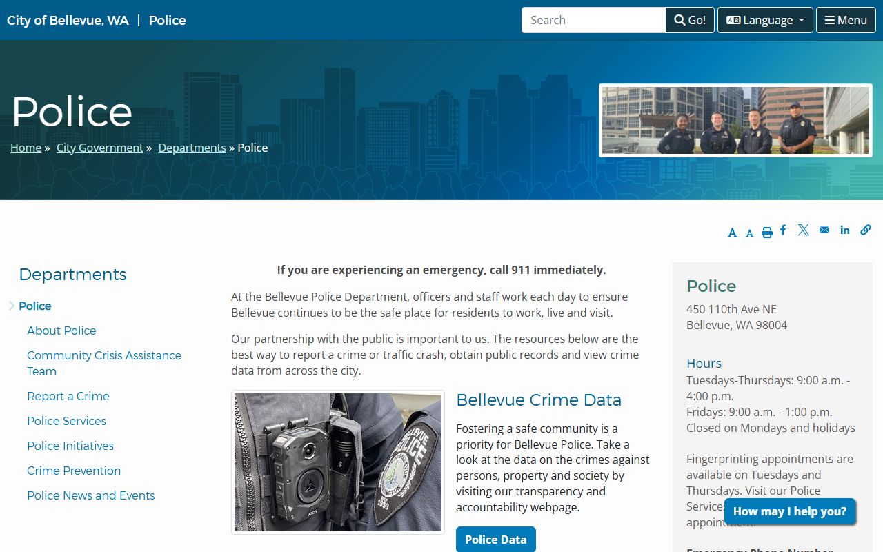 Bellevue 24 hour booking police department