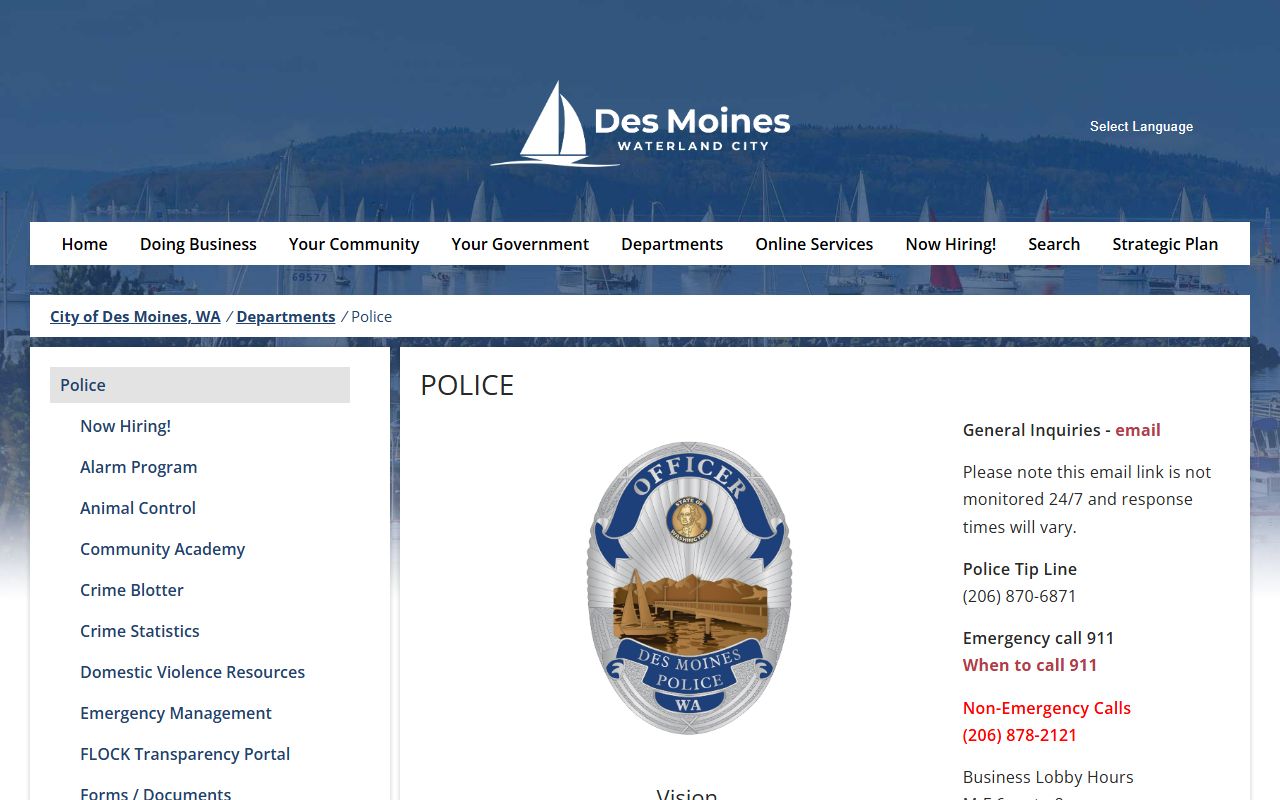 Des Moines 24 hour booking police department page