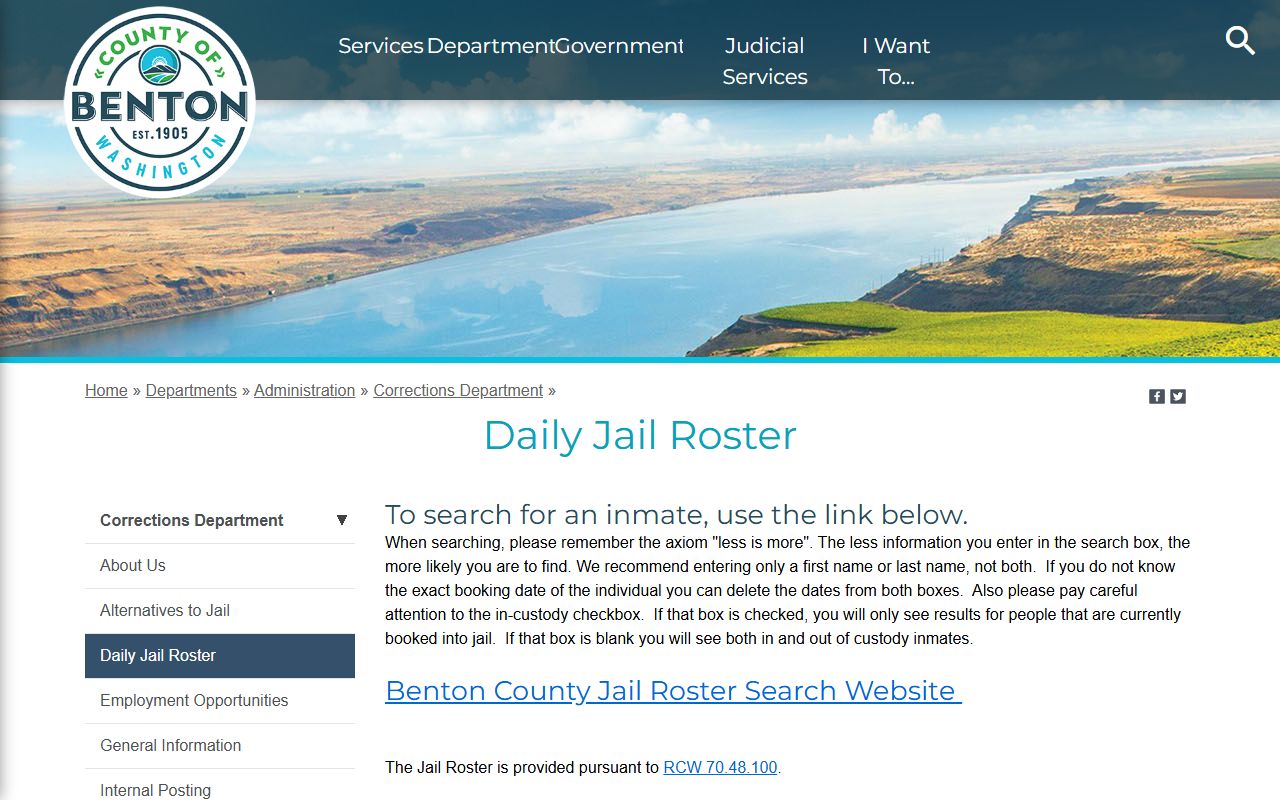 Benton County 24 hour booking jail roster search