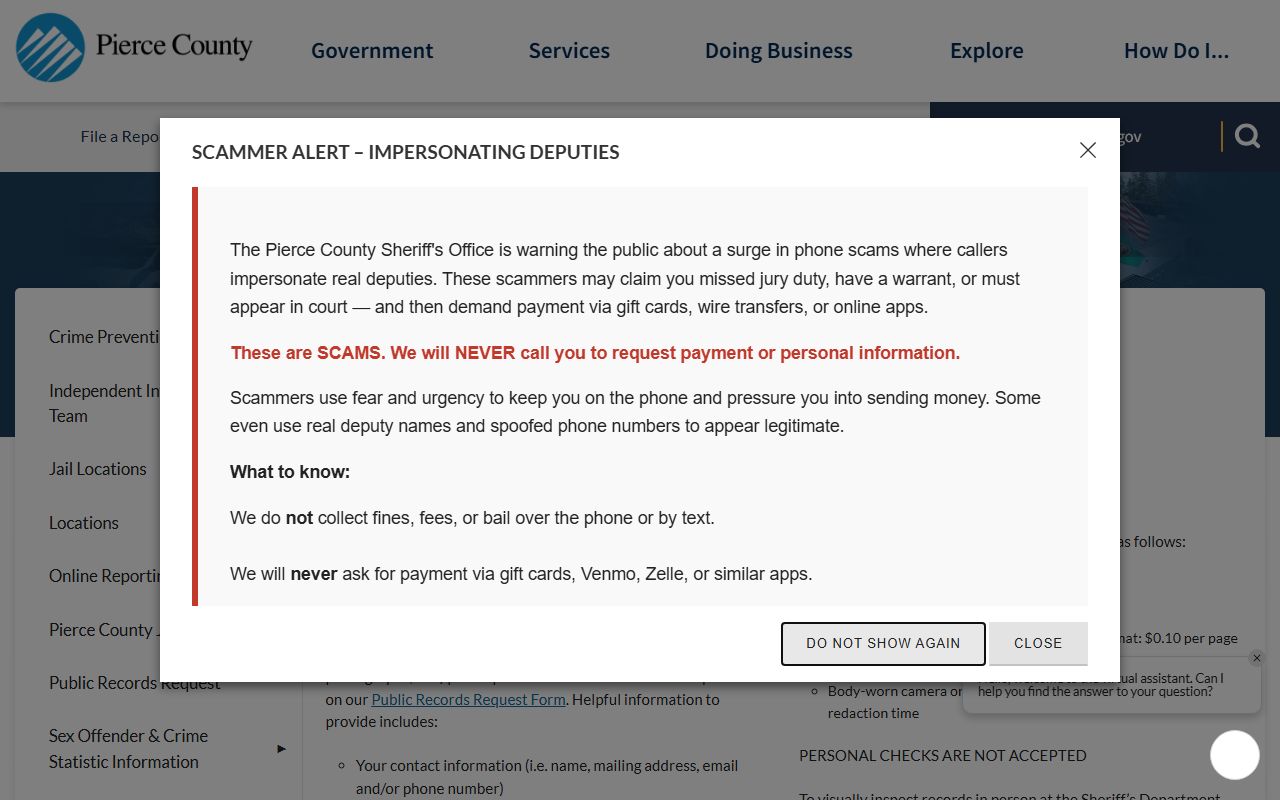 Pierce County public records 24 hour booking request