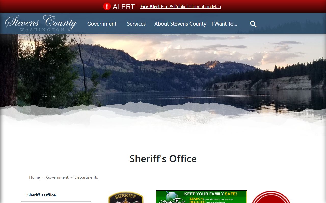 Stevens County Sheriff Office 24 hour booking contact page