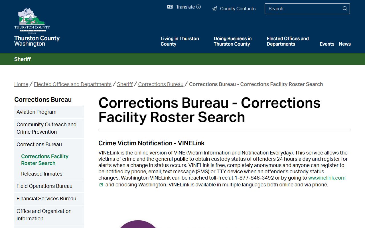 Thurston County Corrections Roster 24 hour booking search