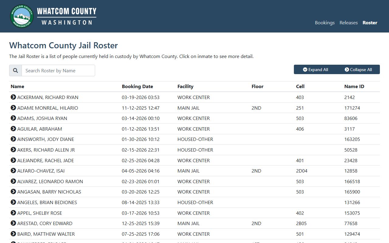 Whatcom County Jail Roster 24 hour booking search