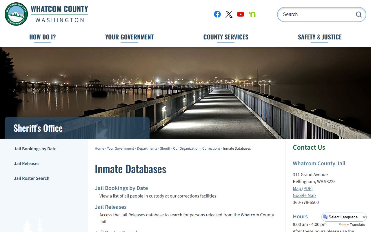 Whatcom County Inmate Databases 24 hour booking tools