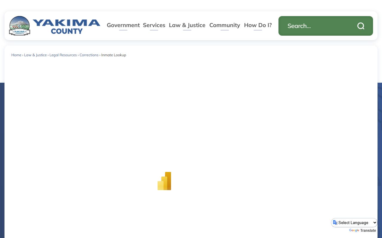 Yakima County Inmate Lookup 24 hour booking Power BI dashboard