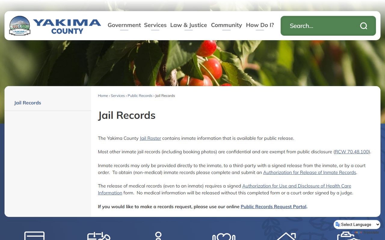 Yakima County Jail Records and 24 hour booking rules