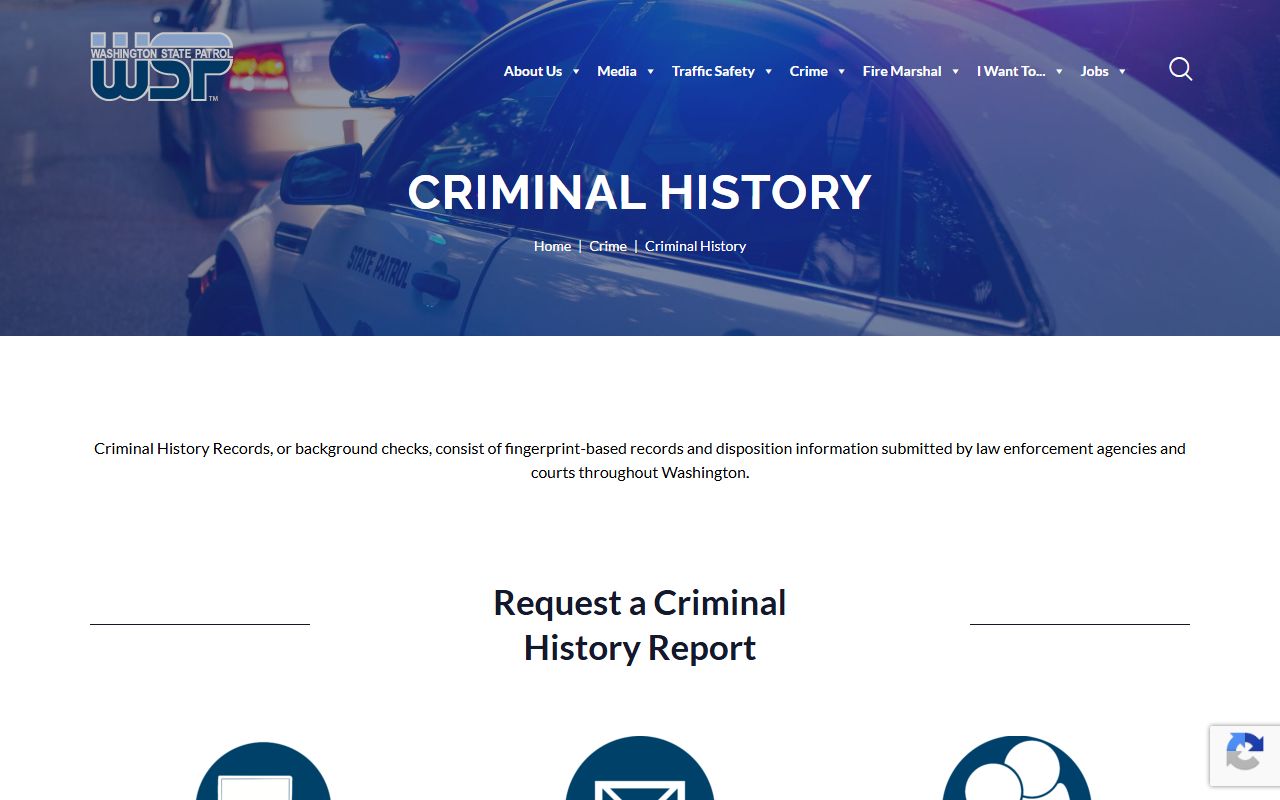 Washington State Patrol criminal history and 24 hour booking records